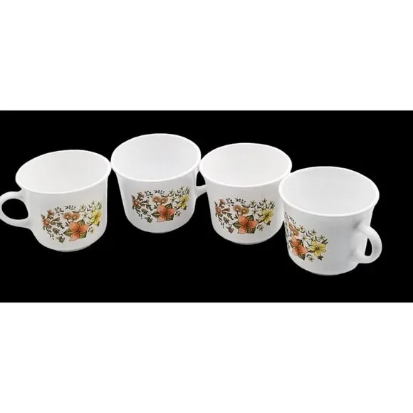 1970s Corelle Corning Indian Summer Coffee Mug Cup Floral Set of 4 - Picture 3 of 9